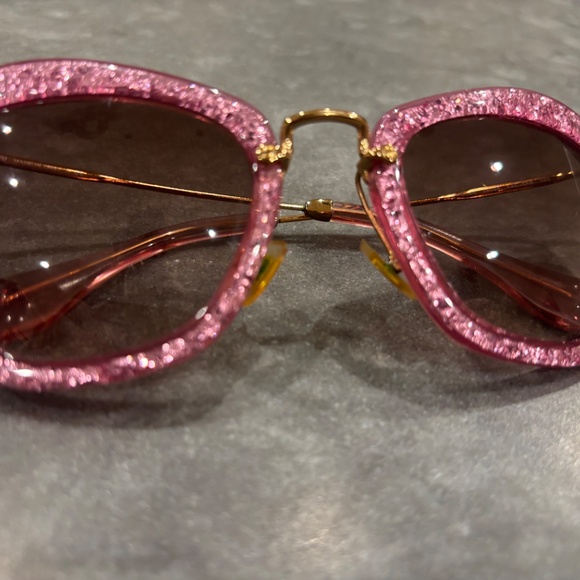 Miu Miu Glitter Sunglasses Pink Glitter - Picture 4 of 9